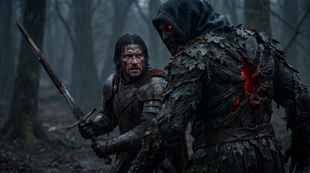 Battle-Worn Knight vs Forest Wraith — example 1
