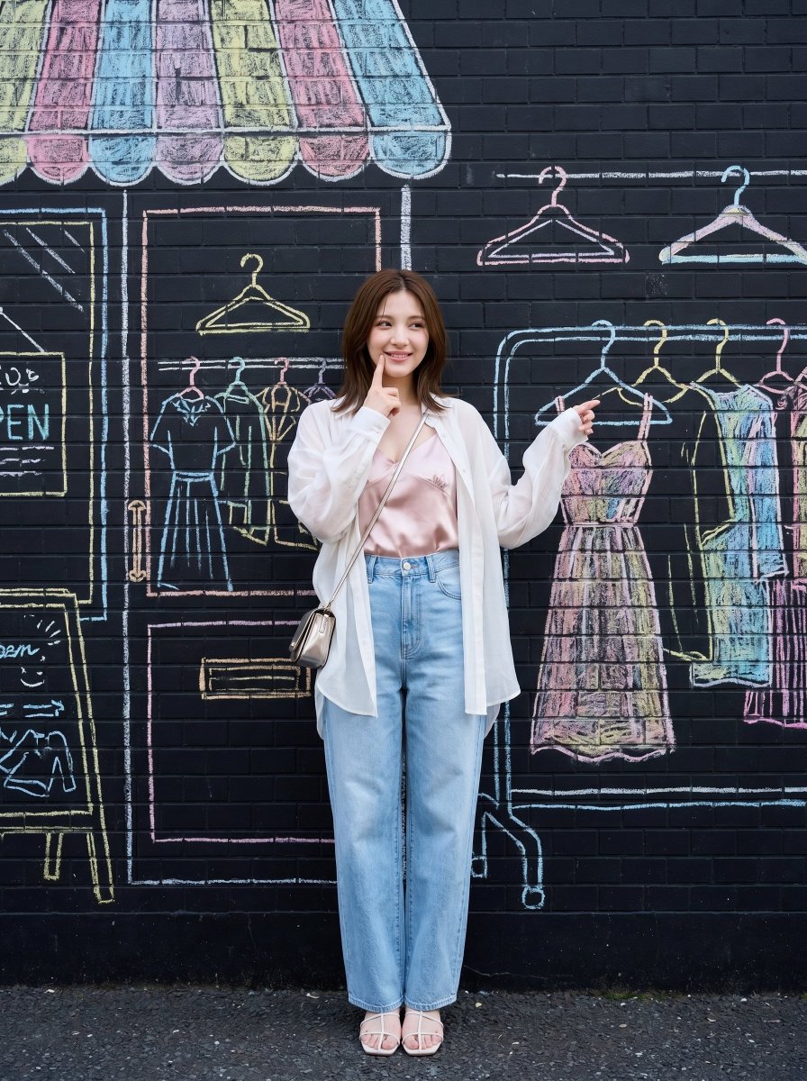Japanese Fashion Chalk Mural Portrait