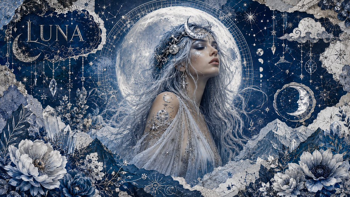 Mystical Lunar Goddess Collage — example 2