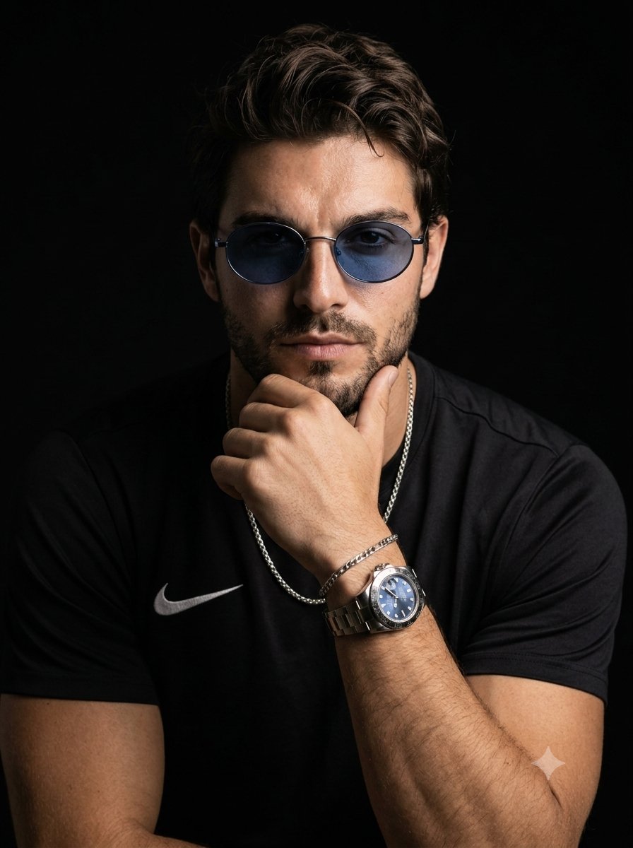 Moody Male Studio Portrait with Sunglasses — example 1