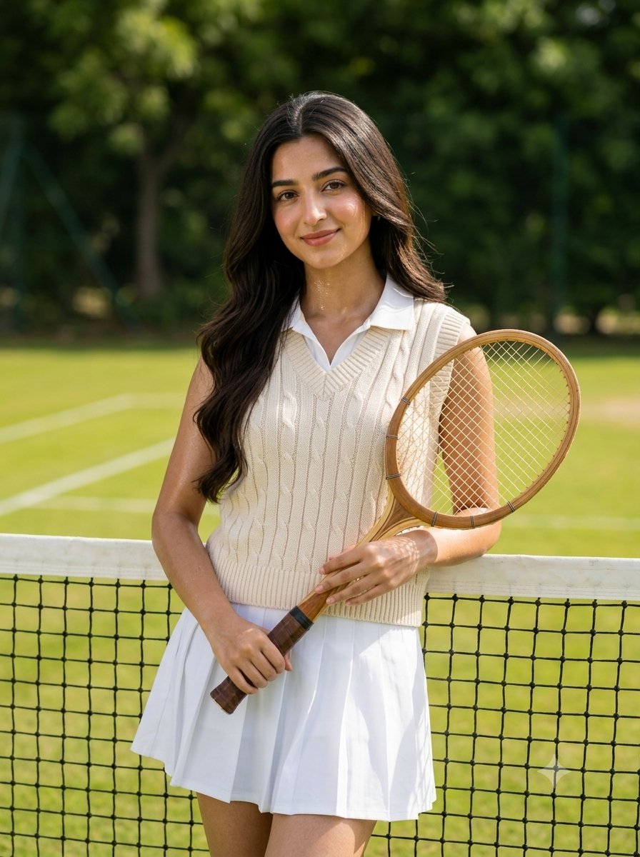 Old money tennis aesthetic portrait
