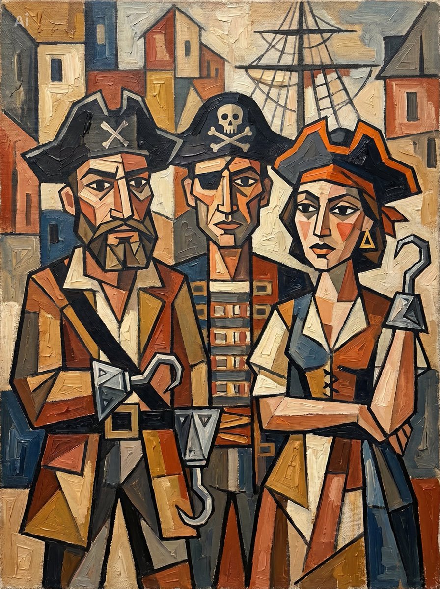 Cubist Pirate Oil Painting — example 1