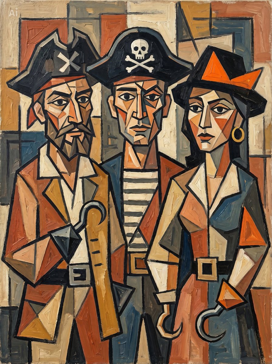Cubist Pirate Oil Painting — example 2