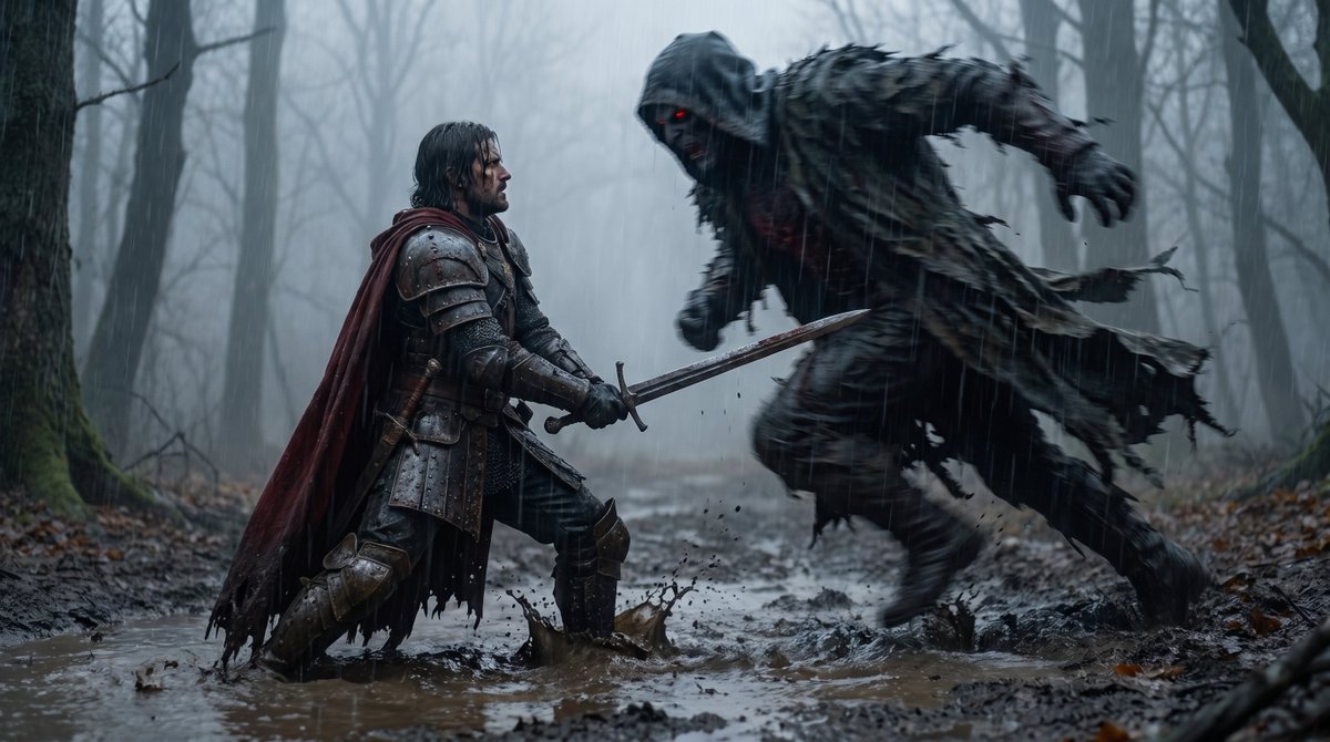 Cinematic Dark Fantasy Battle — example 2