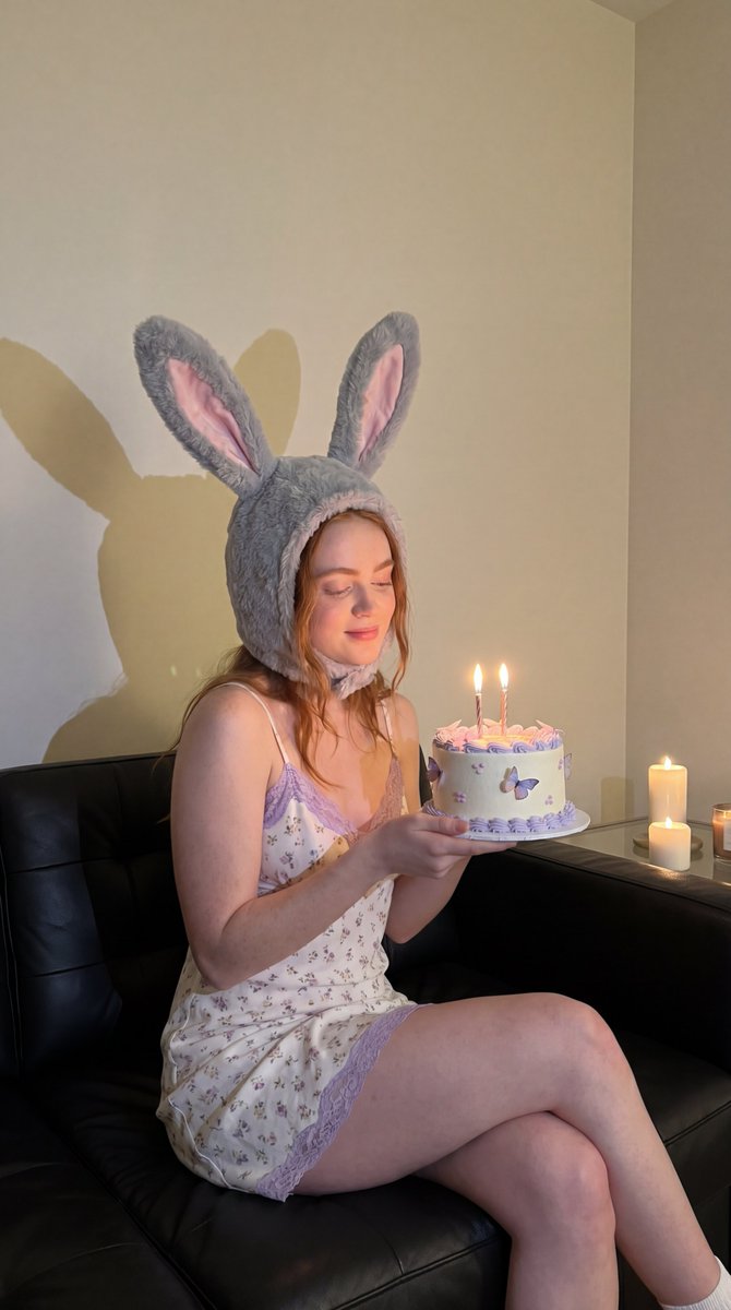 Whimsical Birthday Bunny Ears Portrait — example 1