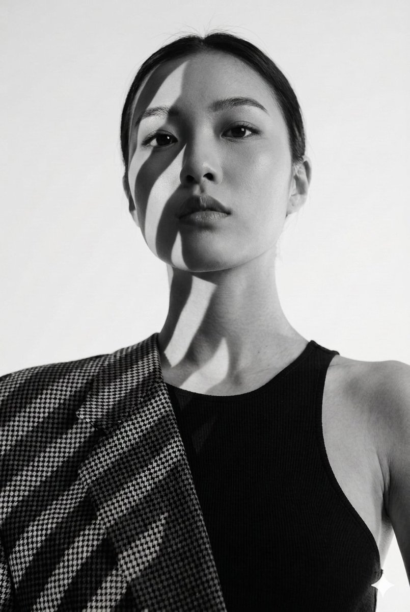 Minimalist Shadow Play Fashion Portrait — example 1