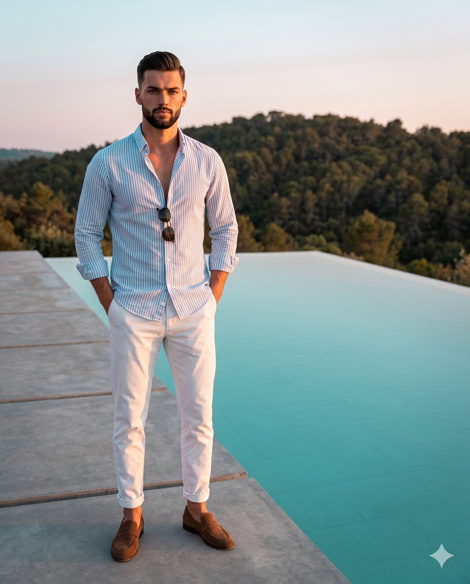 Luxury Men's Lifestyle Pool Portrait — example 1