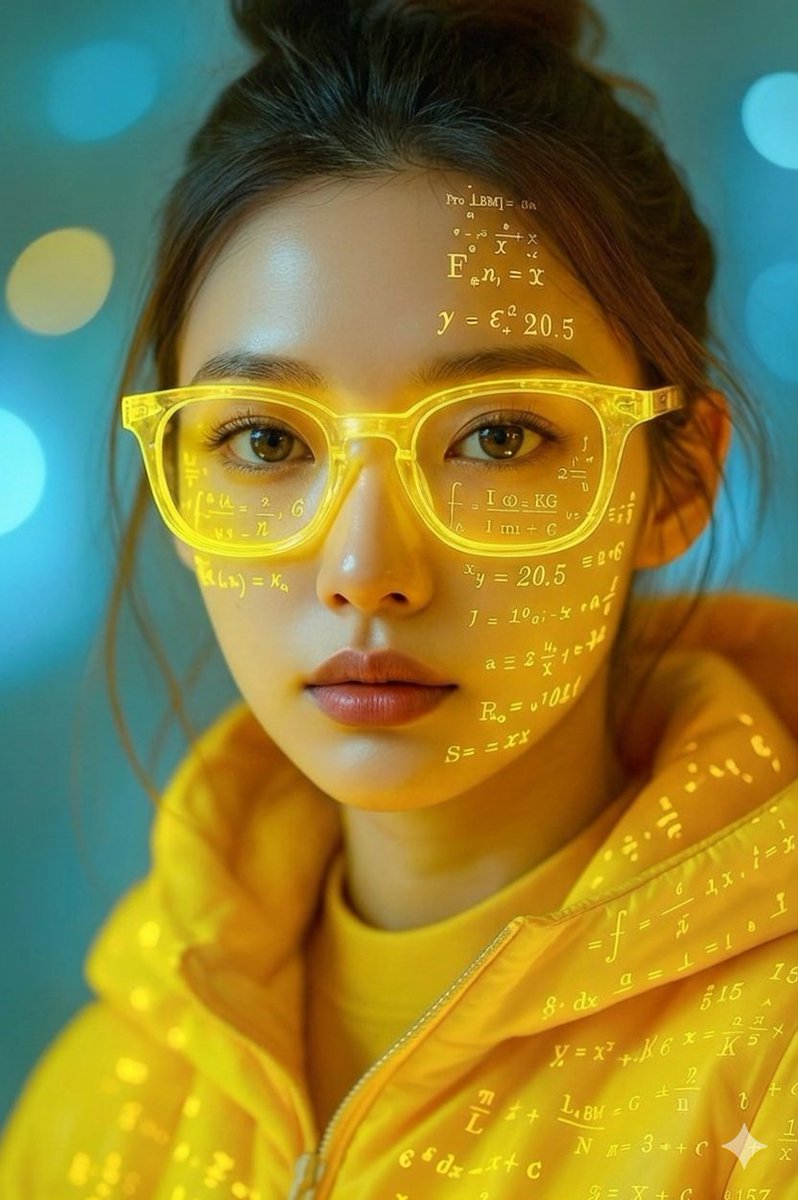 Math Projection Portrait in Neon Yellow