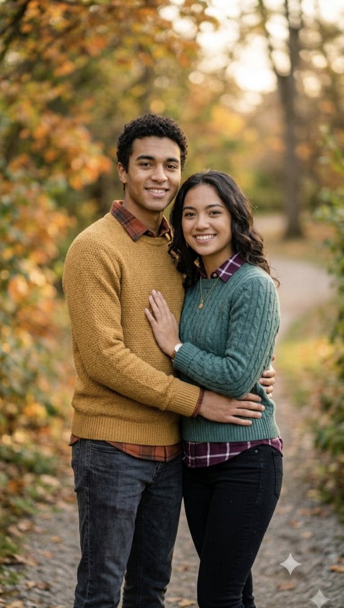 Autumn couple photoshoot in forest
