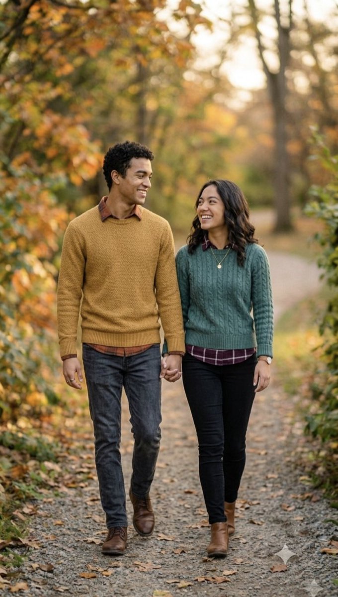 Autumn couple photoshoot in forest — example 2