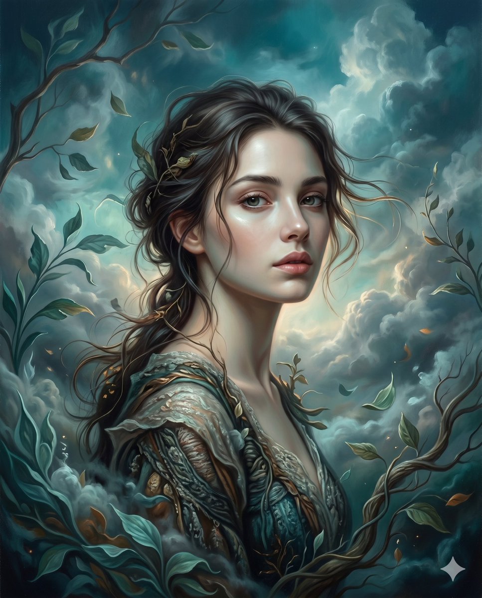 Surrealist romantic oil painting — example 3
