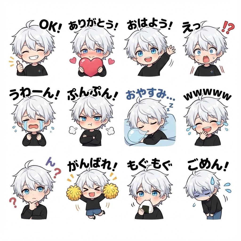 Chibi character LINE stickers set — example 1
