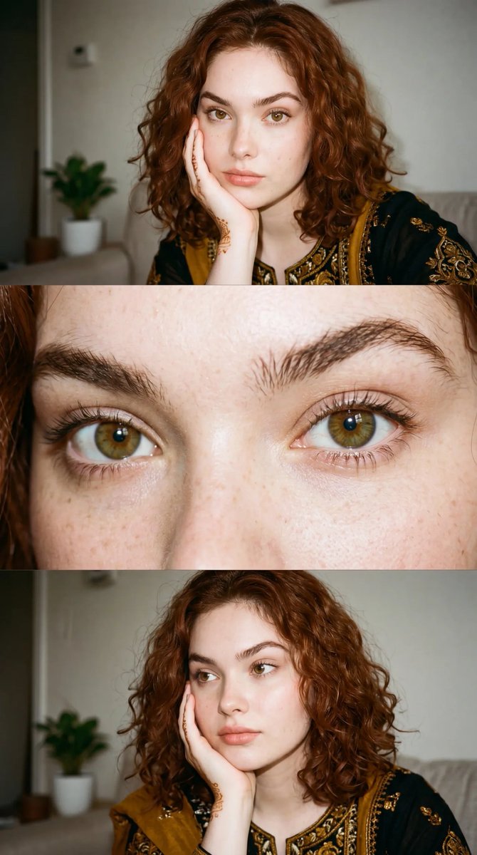 35mm Film Aesthetic Triple-Panel Portrait — example 2