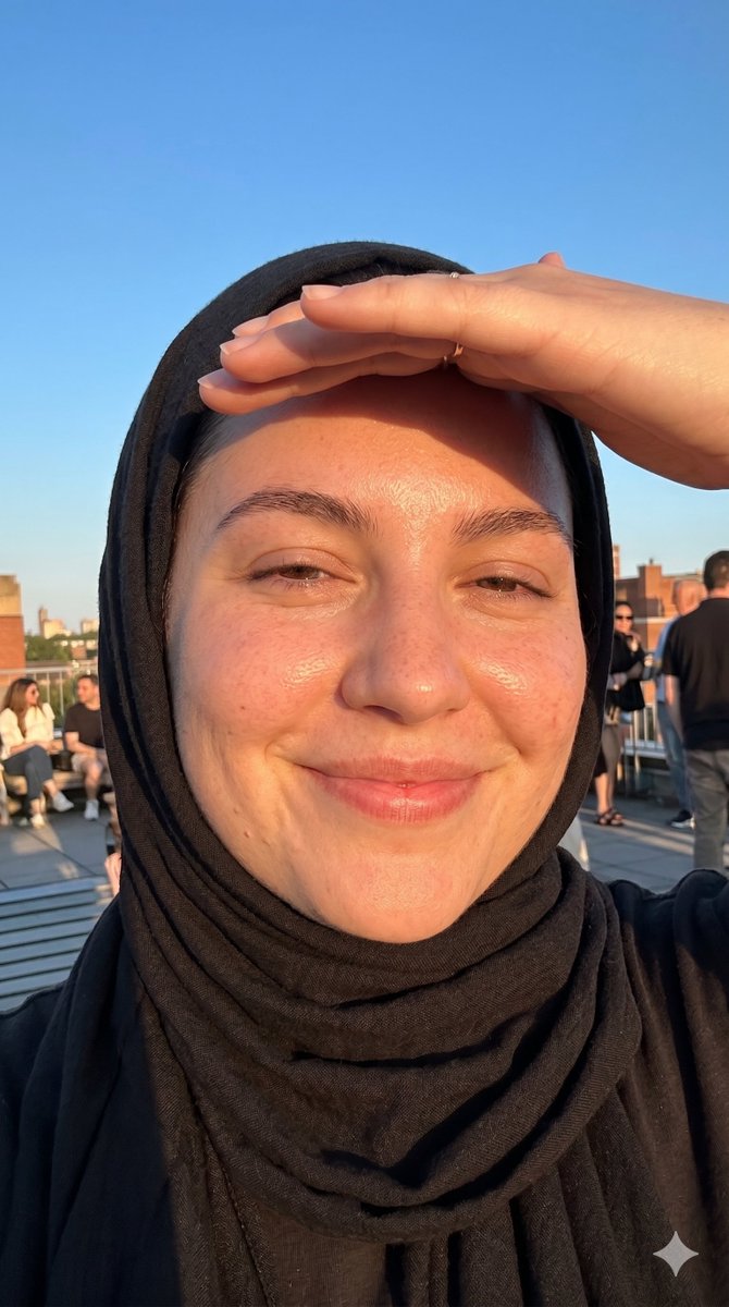 Golden Hour Smartphone Selfie with Headscarf — example 1