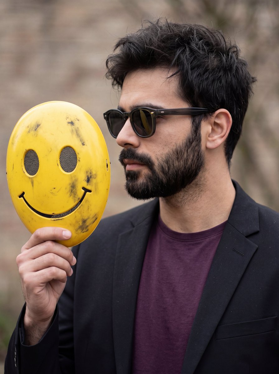 Man with Smiley Mask Portrait — example 1