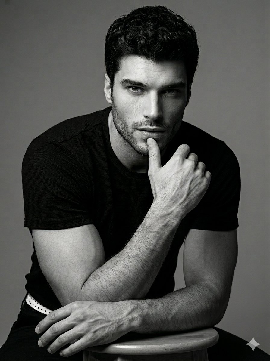 Black and White Male Studio Portrait — example 1