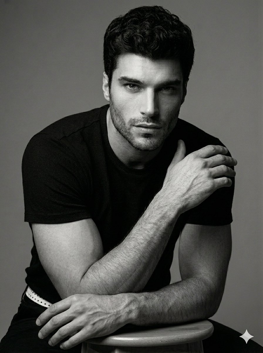 Black and White Male Studio Portrait — example 2