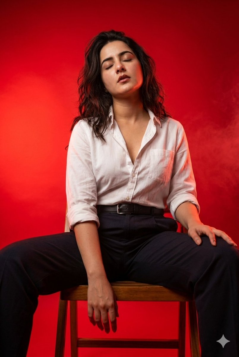 Red Monochrome Fashion Studio Portrait