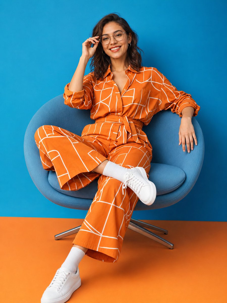 Patterned Orange Jumpsuit Fashion Lifestyle