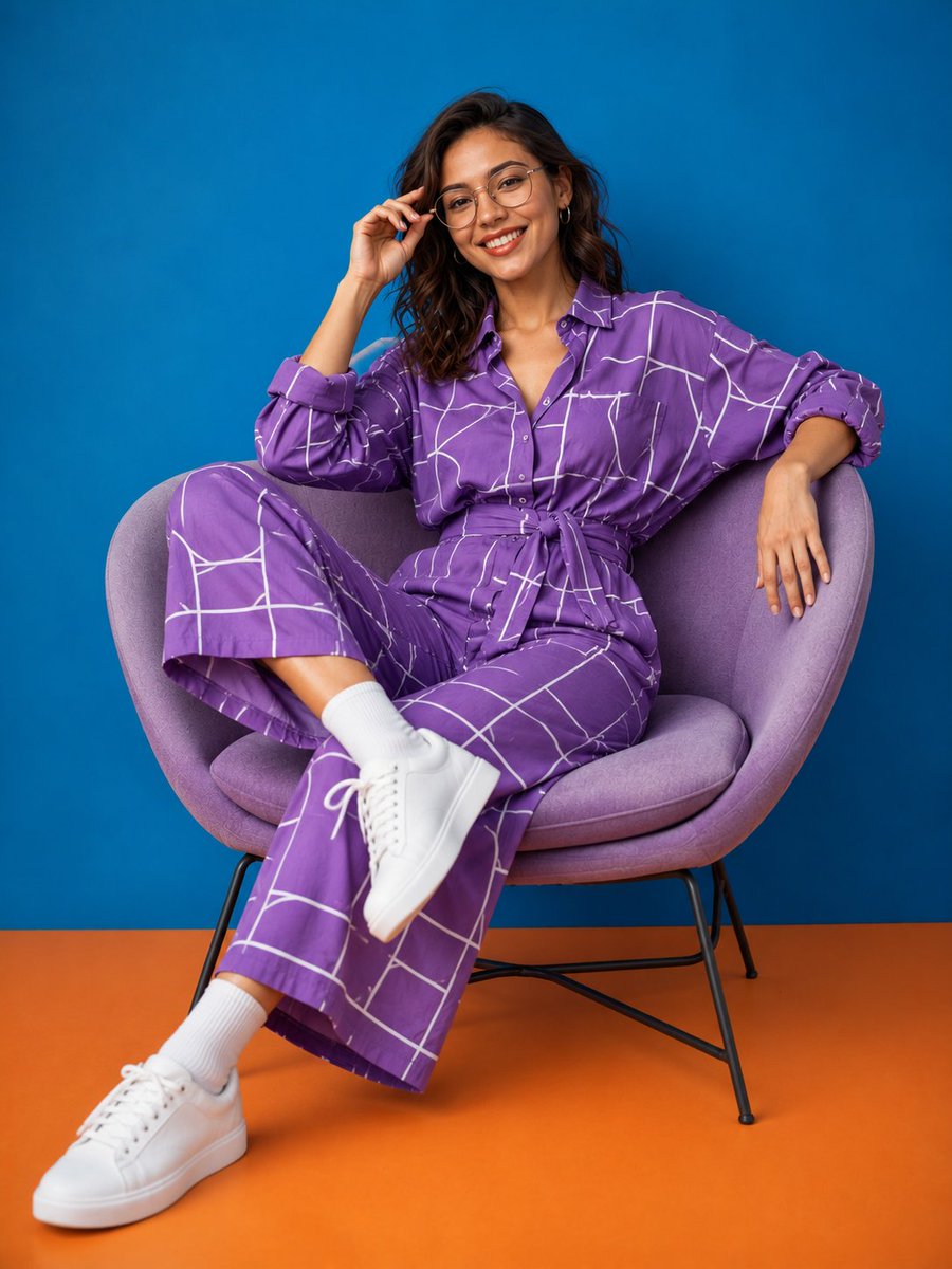 Patterned Orange Jumpsuit Fashion Lifestyle — example 3