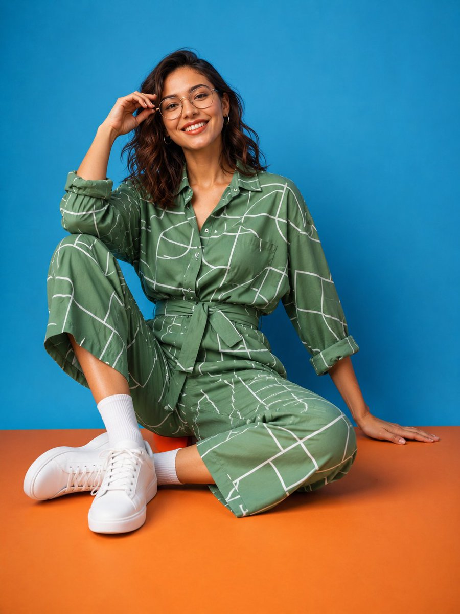 Patterned Orange Jumpsuit Fashion Lifestyle — example 4