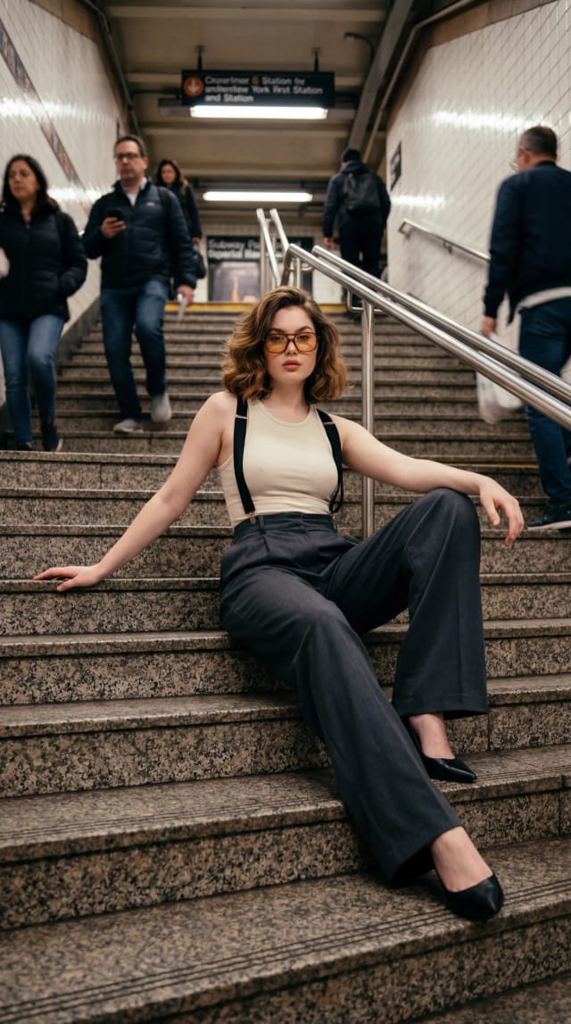 Subway Staircase Fashion Portrait — example 2