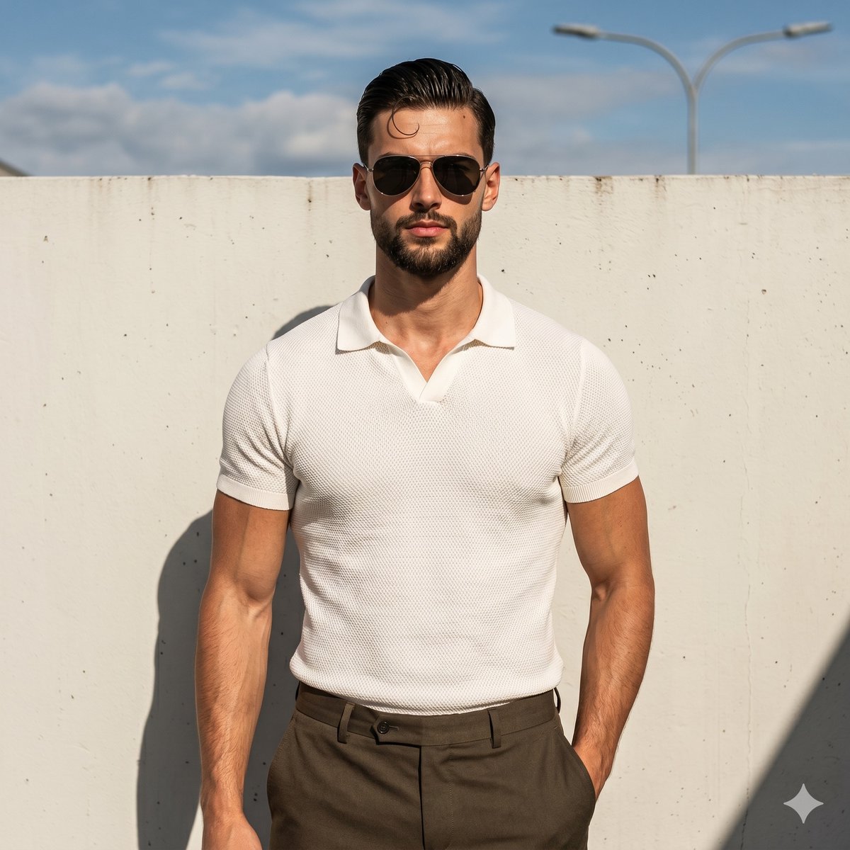 Muscular Man Resort Fashion Portrait — example 1
