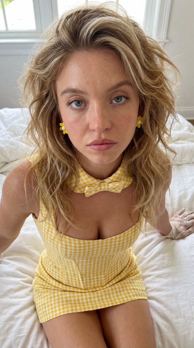 Sydney Sweeney Gingham Portrait — example 1