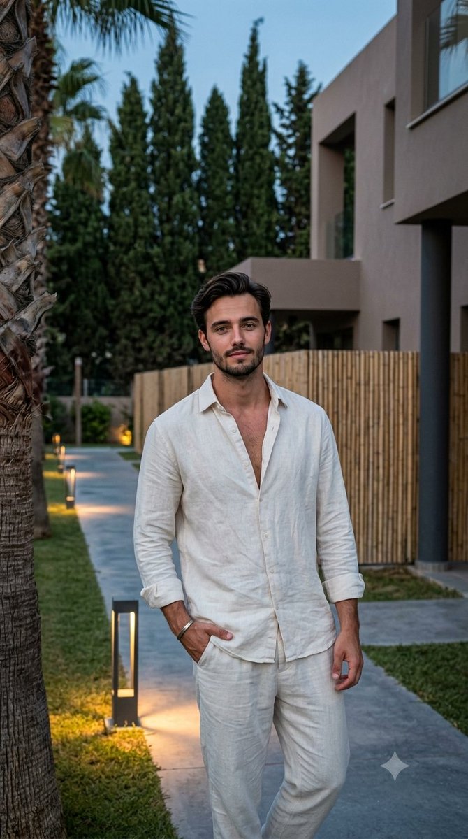 Sophisticated Man in Resort Pathway