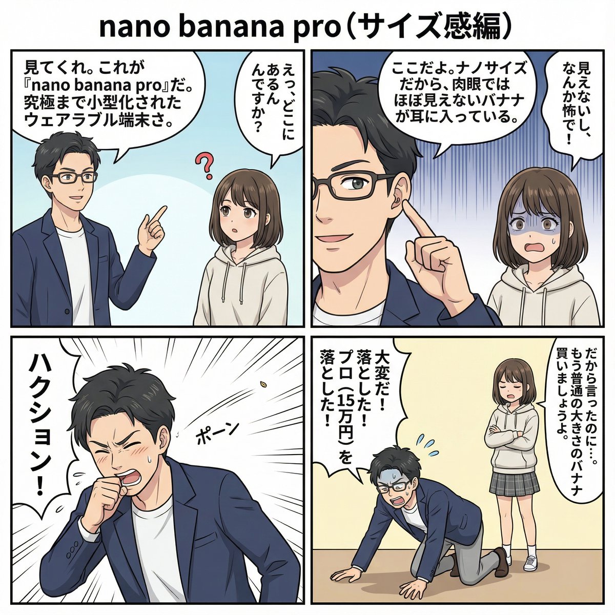 4 types of 4-panel manga about Nano Banana Pro — example 1