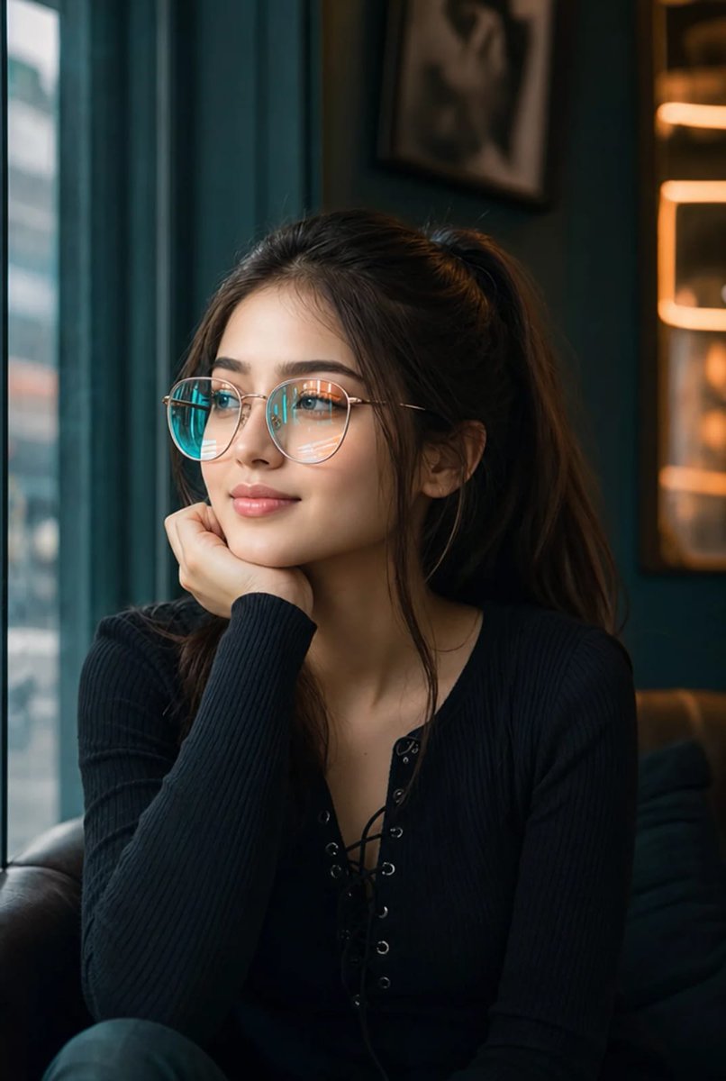 Neon Reflections Café Portrait