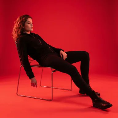 Red Lit Editorial Fashion Portrait — example 2