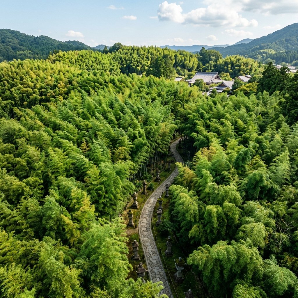 Realistic Aerial Bamboo Grove Landscape — example 1