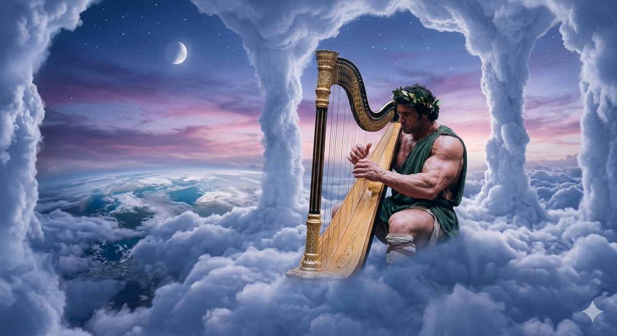 Mythological Hercules with Harp — example 1