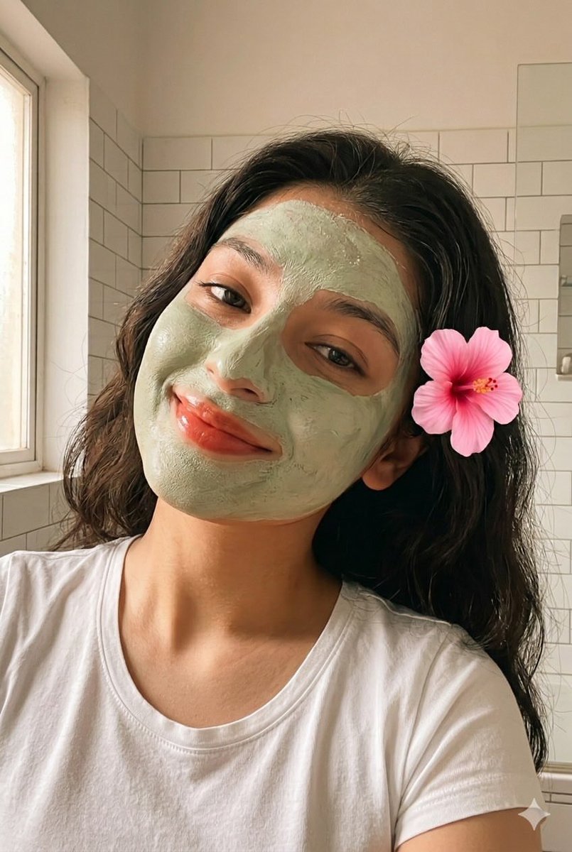 Clay Face Mask Bathroom Selfie — example 1