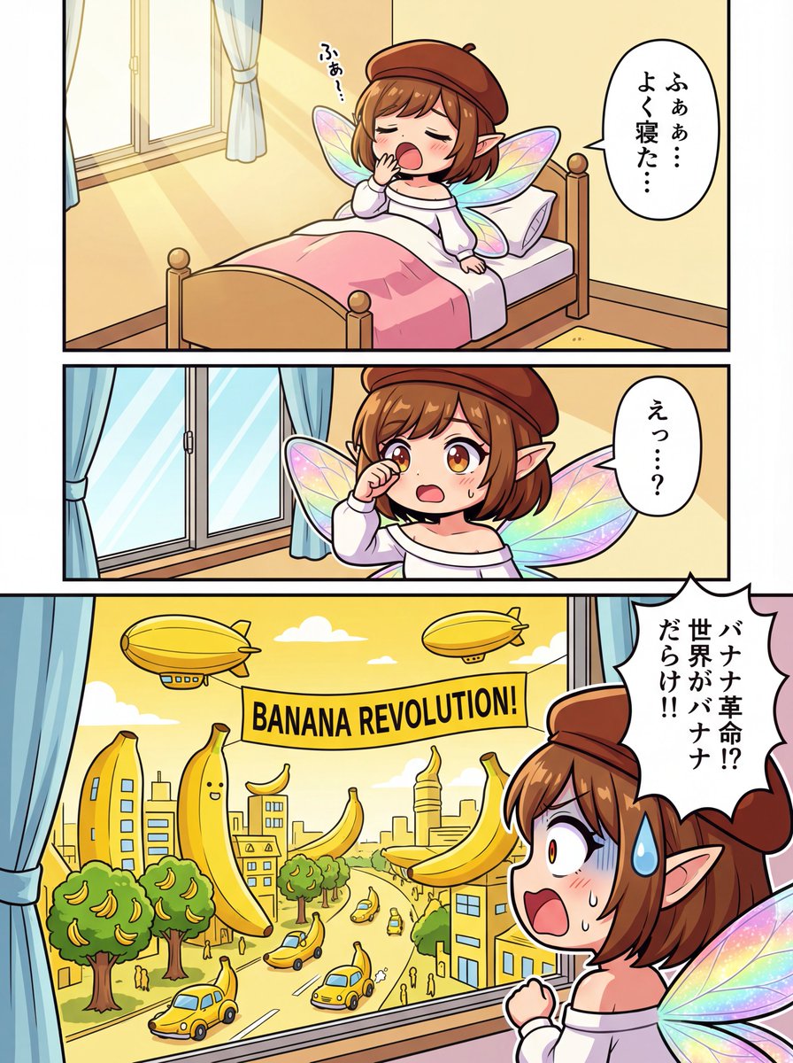 One-page color manga about the Banana Revolution — example 1