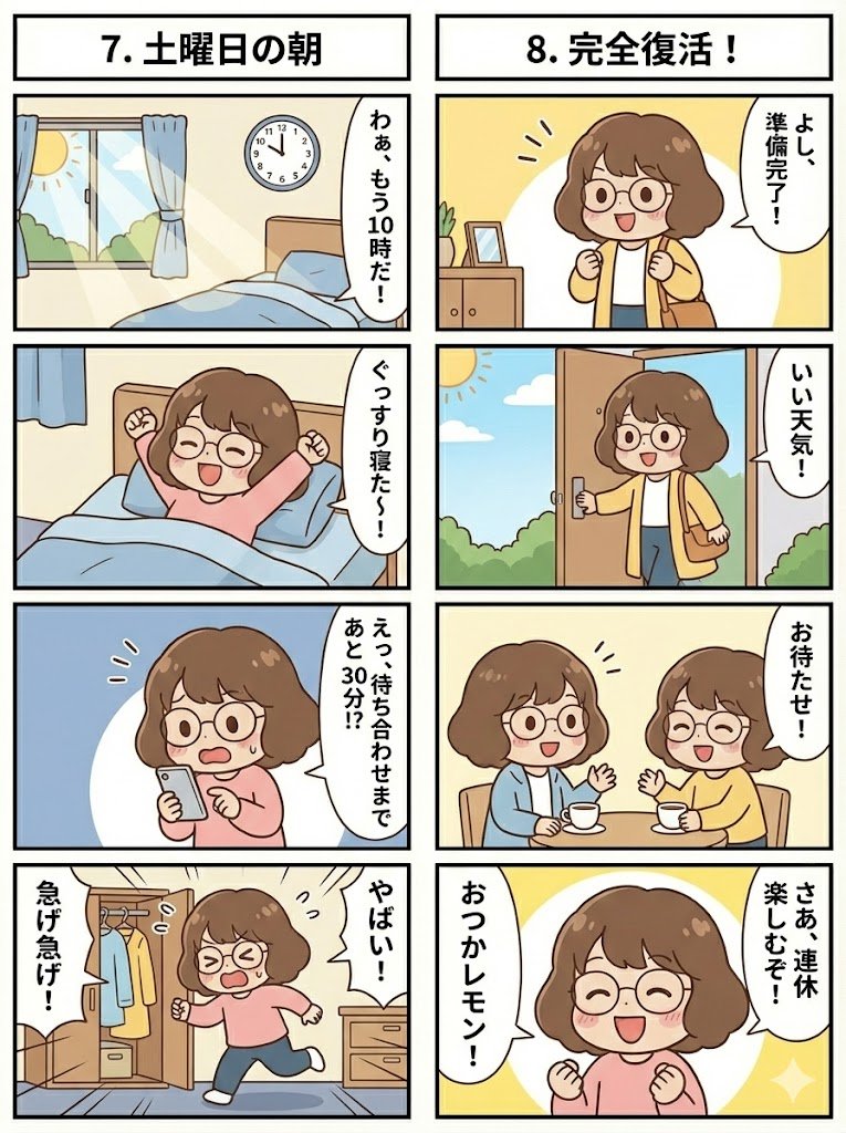 Connected series of four-panel manga strips — example 4