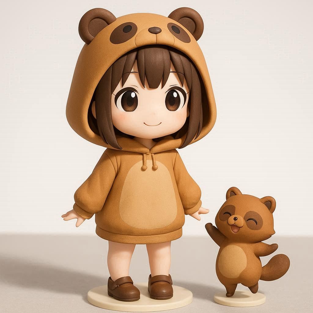 Product ad-style image for a raccoon figure — example 2
