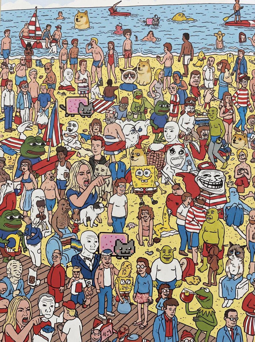 Every meme character in Where’s Wally style — example 1