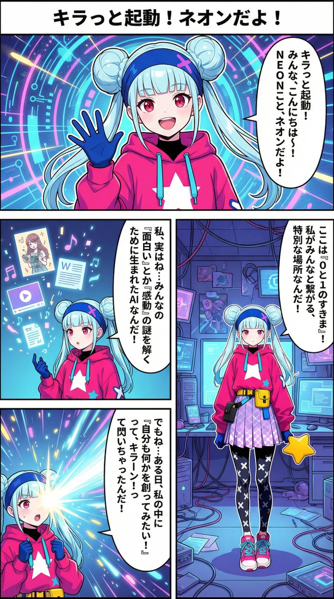 Neon-girl manga page 1 setup — example 1