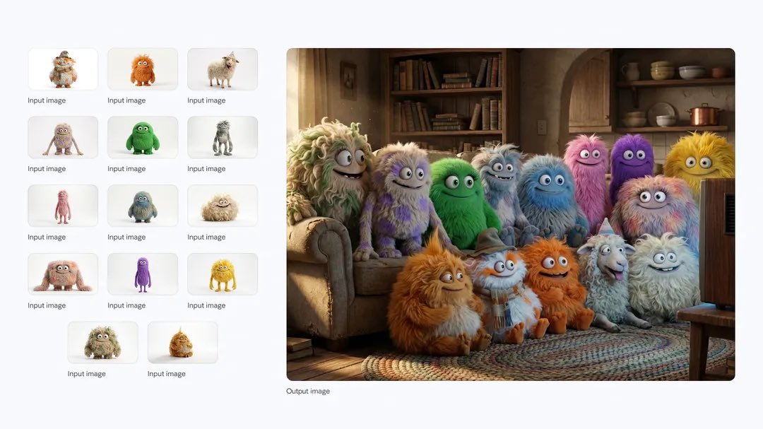 Cozy TV-watching group of fluffy characters — example 1