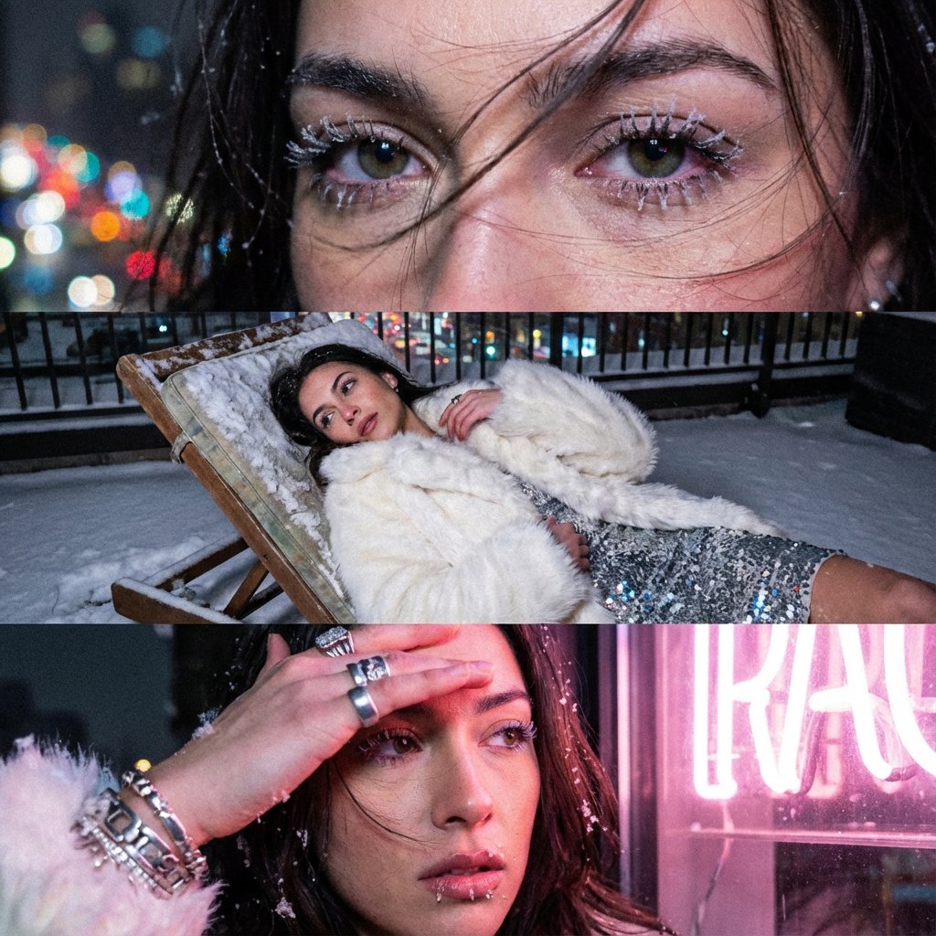 Structured rooftop winter portrait (JSON) — example 1