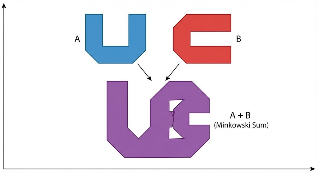 Minkowski sum of two non-convex sets — example 2