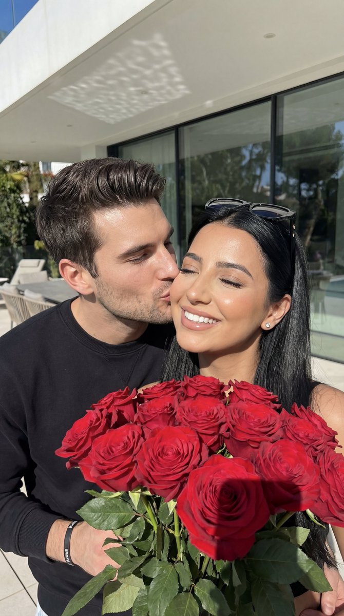 Photorealistic Couple Portrait with Harsh Midday Sun and Red Roses — example 2
