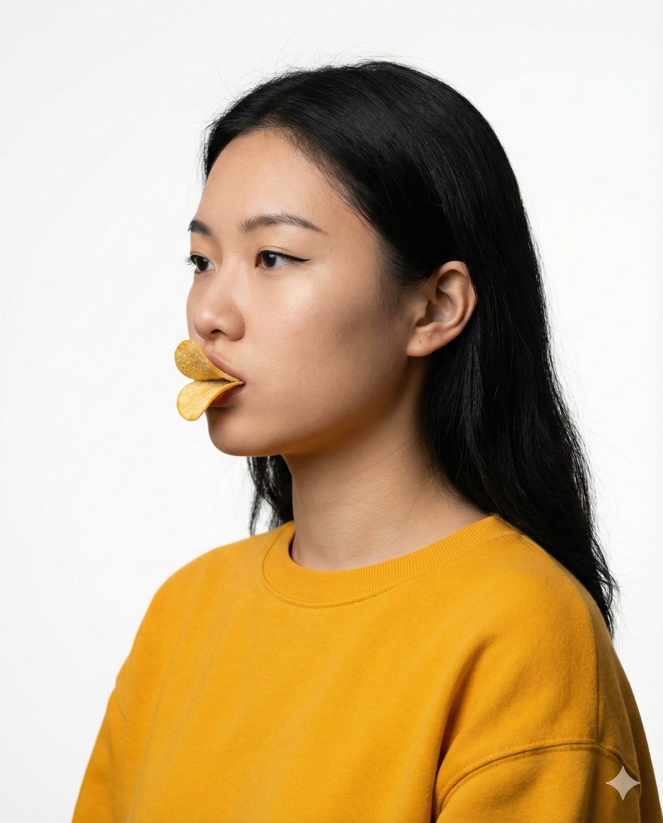 Conceptual Beauty Portrait: Pringles Duck Lips — example 1