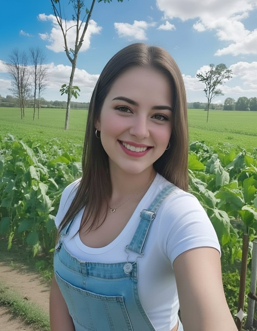 Photorealistic Selfie in Agricultural Field — example 1