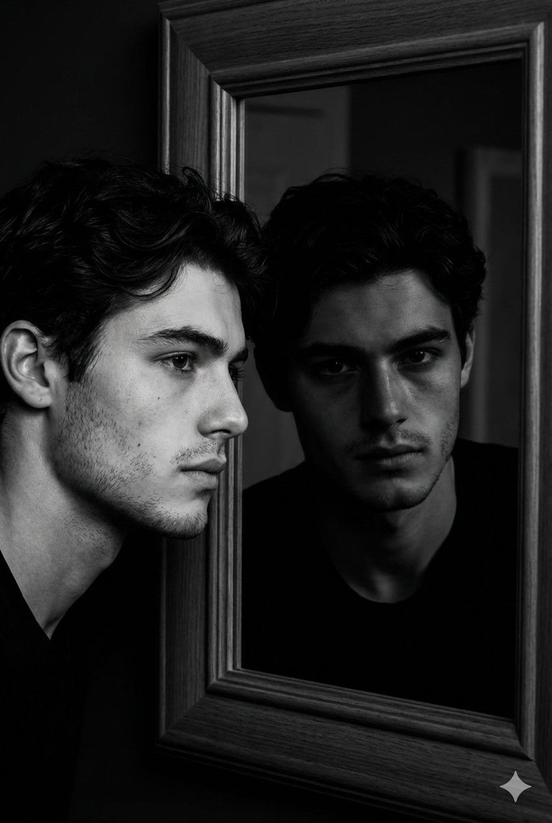 Noir Mirror Reflection Portrait — example 1