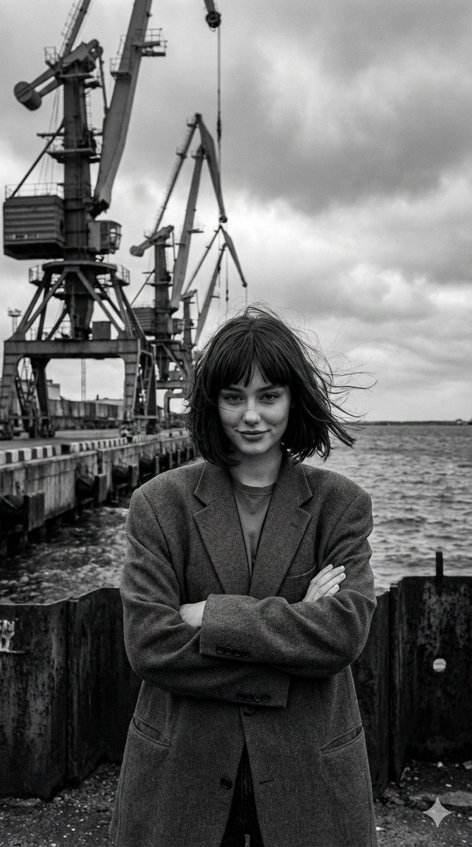 Black and White Industrial Fashion Portrait — example 1