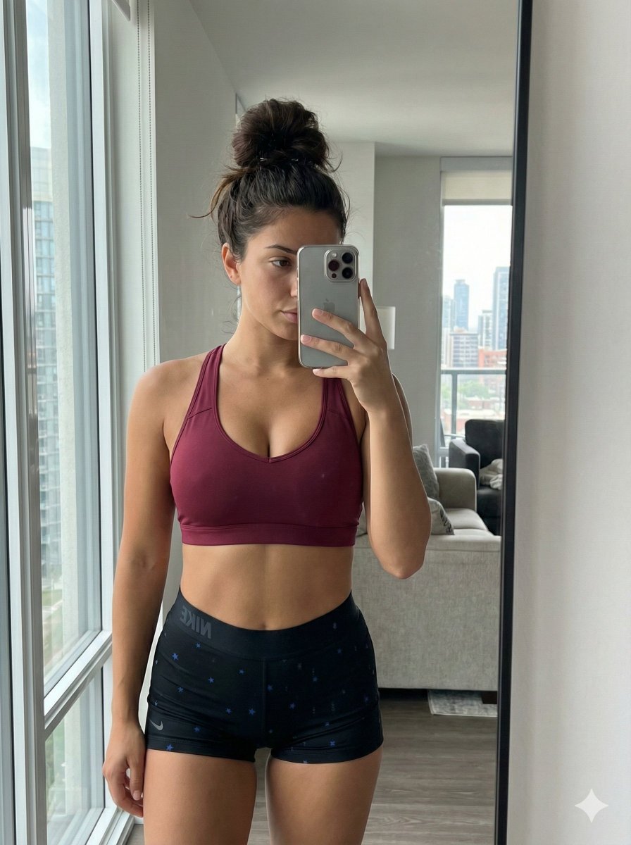 Mirror Selfie with Curvy Physique and ControlNet Constraints — example 1
