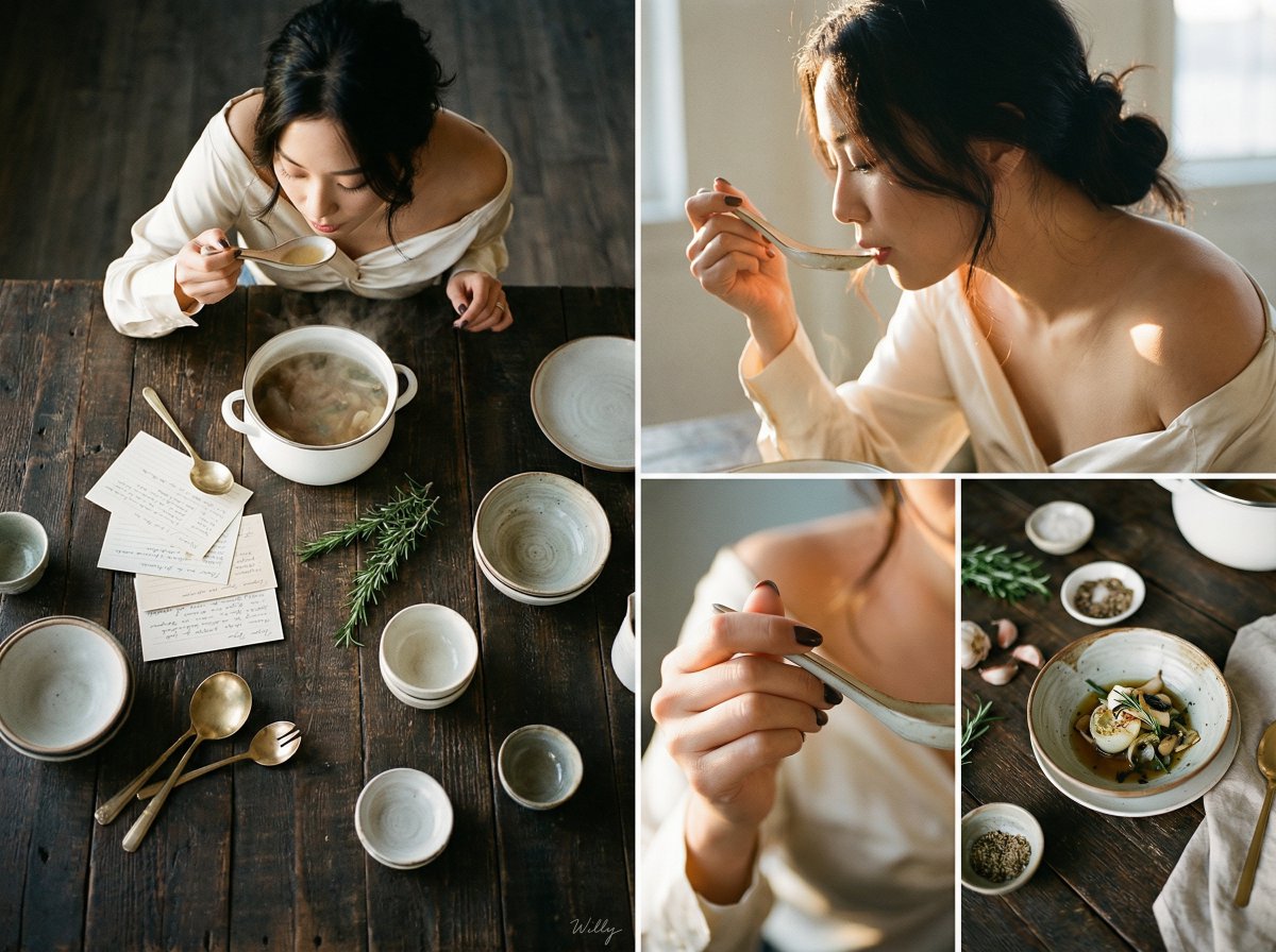 Sultry Korean Beauty Culinary Portrait Prompt — example 1